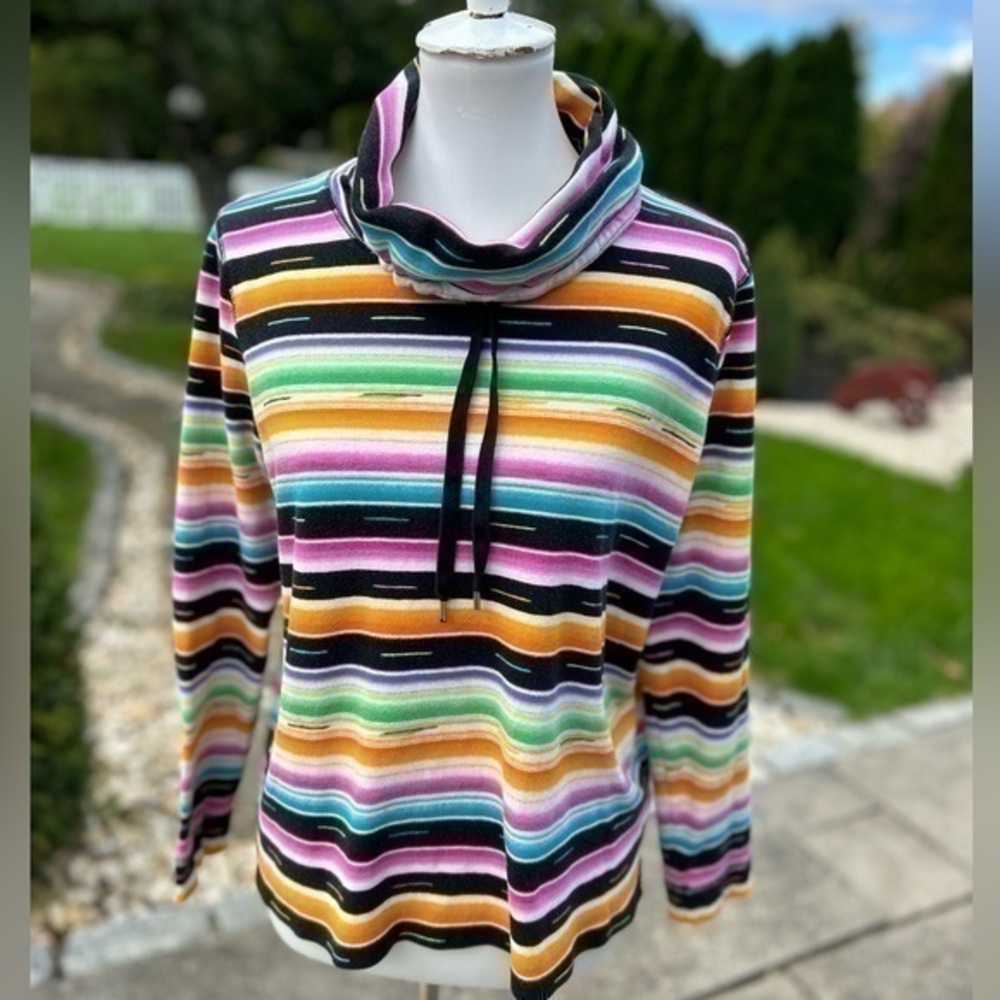 Chaps Sport multicolor southwestern style print drawstring cowlneck swea…